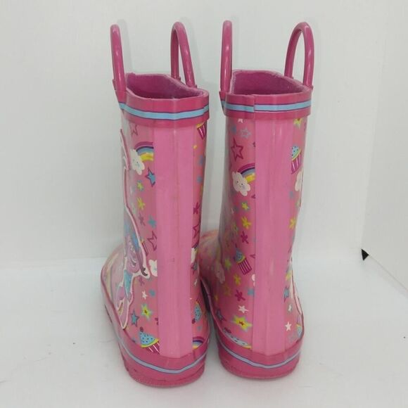 Trolls Poppy Girls Pre-owned Pink w/Graphics Waterproof Rain Boots - sz. 10 - Picture 5 of 7